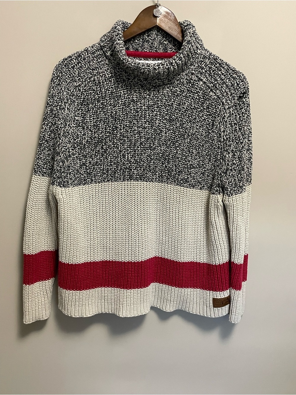Roots Cabin Black & White Marled Turtleneck Sweater Men Women Medium - Picture 4 of 10